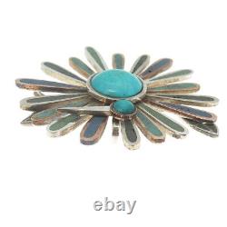 CECILLIA TONO 925 Sterling Silver Vintage Mexico Azurite & Turquoise Bird Brooch