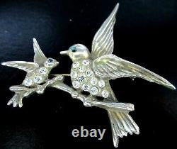 CORO Sterling Silver Bird On Branch Vintage Pin Brooch