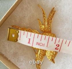 Christian Dior Gold Plated Gold Canary Crystals Bird Brooch Pin RARE VINTAGE