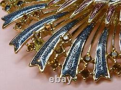 Ciro signed vintage crystal and enamel gold-plated peacock brooch