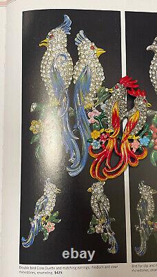 Coro Duette Bird Brooch Pin Art Deco Enamel Rhinestones Flowers Book Piece Vtg