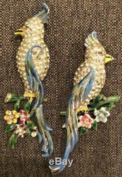 Coro Duette Birds of Paradise Pin Brooch Vintage 40s Costume Jewelry Retro Deco