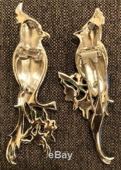 Coro Duette Birds of Paradise Pin Brooch Vintage 40s Costume Jewelry Retro Deco