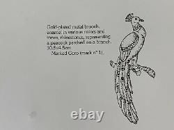 Coro brooch Peacock Bird Vintage Des 131972 1942s Mark # 1 A. Katz Large 4 Inch
