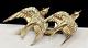 Corocraft Signed Duette Sterling Vintage Gilt R/s Swallow Birds Fur Clip Pin A28