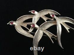 Crown Trifari Vintage Gold Tone Flock of Bird Brooch