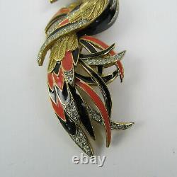 DOrlan Bird of Paradise Brooch Beatiful Signed Multicolor Vintage Collectible