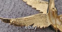 D'Orlan Bird Brooch gold tone enameled With Swarovski Crystals. Vintage Brooch
