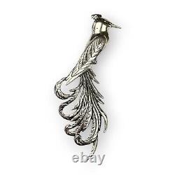 Danecraft Sterling Bird Brooch Quetzal Bird Of Paradise Vintage Massive 4 Long