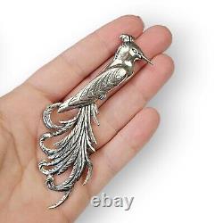 Danecraft Sterling Bird Brooch Quetzal Bird Of Paradise Vintage Massive 4 Long