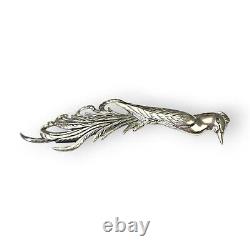 Danecraft Sterling Bird Brooch Quetzal Bird Of Paradise Vintage Massive 4 Long