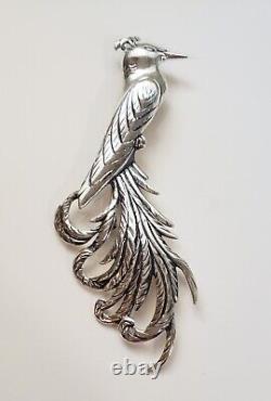 Danecraft Vintage Large Sterling Silver Quetzal Bird Brooch