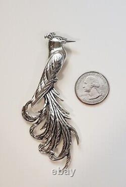 Danecraft Vintage Large Sterling Silver Quetzal Bird Brooch