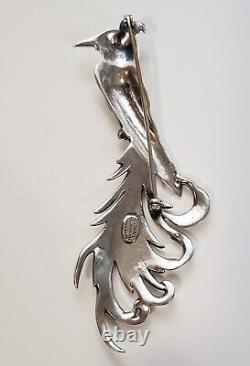 Danecraft Vintage Large Sterling Silver Quetzal Bird Brooch