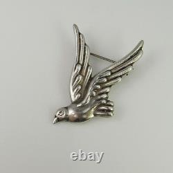 Dove Bird Peace Brooch Pin Sterling Silver Mexico Mexican Designer Los Castillos