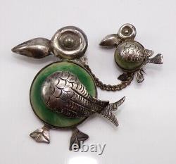 Early Vintage Art Deco 1930's Sterling Silver Taxco Mexico Bird Pin LMK2