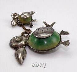 Early Vintage Art Deco 1930's Sterling Silver Taxco Mexico Bird Pin LMK2