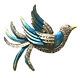 Enameled Figural Blue Bird Of Paradise Fantasy Rhinestone Inset Vintage Brooch