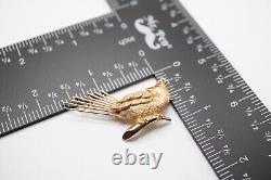 Estate 14k Yellow Gold Bird on branch Brooch Pin 5.7 grams 1.8 long Vintage