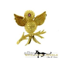Estate AUTHENTIC TIFFANY & CO. Vintage Bird BROOCH / PIN in 18K Yellow GOLD