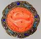 Exquisite Antique Chinese 19th C. Silver Enamel Coral Filigree Two Geese Brooch