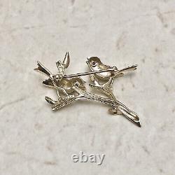 Exquisite Vintage 14K Natural Ruby Brooch Yellow Gold Pin Bird Brooch
