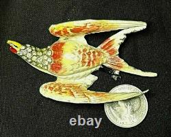 Fabulous Dimensional Vintage CORO Signed Enameled Eagle Bird Brooch