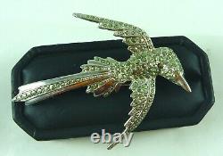 Fabulous Vintage Estate Silver Marcasite Large Bird Brooch St #16150