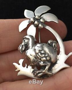 Fabulous Vintage Victorian Style Sterling Silver Rare Dodo Bird With Tree Brooch