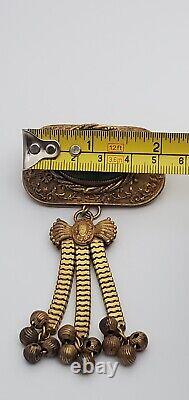 Fantastic Repousse Vintage Pin/ Brooch with embossed flowers and birds. Estate