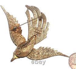 Fantasy Large Figural Jeweled Firebird, Phoenix Layered Vintage Brooch #869