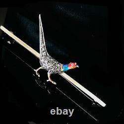 Fine, Edwardian 15ct Gold & Platinum, Diamond and Enamel Pheasant, bird brooch