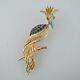 Florenza Vintage Gold Tone Enamel And Rhinestone'kingfisher' Bird Brooch