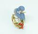 French Vintage Chalcedony Bird 18k Yellow Gold Coral Pearl Brooch