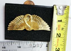 GOLD crane brooch MFA pin bird Museum of fine art vintage japanese print swan