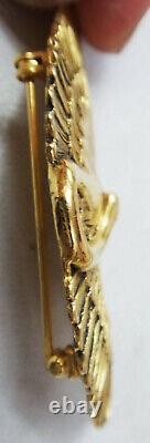GOLD crane brooch MFA pin bird Museum of fine art vintage japanese print swan