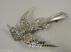 Genuine Vintage Large Sterling Silver Marcasite Pheonix Bird Brooch 6.5cm long