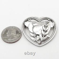 Georg Jensen Vintage Sterling Silver Bird In Heart Brooch Pin no239