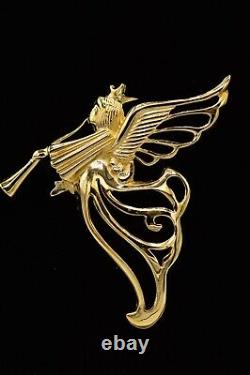 Givenchy Signed Angel Pin Brooch Gold Large 3 Vintage Runway Bin5B