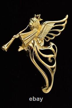 Givenchy Vintage Angel Pin Brooch Gold Large 3 Runway Signed 1980s Bin5B