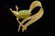Givenchy Vintage Bird Pin Brooch Brushed Gold Green Crystal Bird Runway Binj
