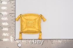 Givenchy Vintage Pin Brooch 4G Logo Puffy Pillow Brushed Gold Signed 1980s BinAJ