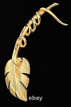 Givenchy Vintage Pin Brooch Giant Leaf Chunky Brushed Gold Signed Runway BinAJ