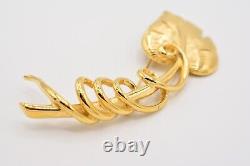 Givenchy Vintage Pin Brooch Giant Leaf Chunky Brushed Gold Signed Runway BinAJ