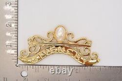 Givenchy Vintage Pin Brooch LARGE 4 Logo Large Pearl Gold Runway Signed BinAP