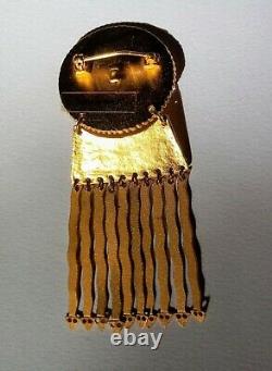 Golden Bird Snake Disc Brooch Pin Made in Peru Inca Vintage