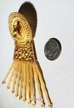 Golden Bird Snake Disc Brooch Pin Made in Peru Inca Vintage
