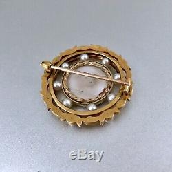 Gorgeous! Antique Victorian 18k Gold Porcelain Brooch/pin Birds Seed Pearls 14g