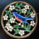 Gorgeous Fine Enamel Bird & Flowers Vintage Pin Brooch