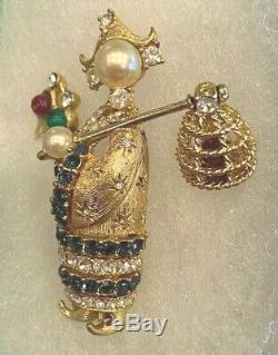 Gorgeous Vintage CINER Gold Plated Oriental Lady Bird Catcher Brooch